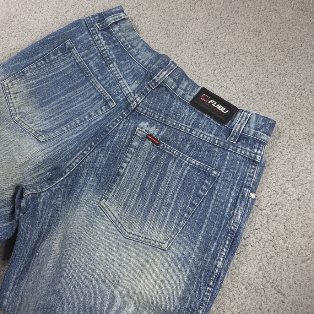 VTG Fubu Mens Carpenter Jeans 34x34 Blue Denim Wide Leg Street Wear Skate Baggy